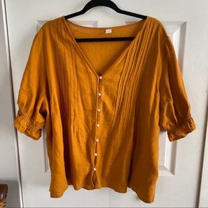 Orange Button Up Blouse- Old Navy